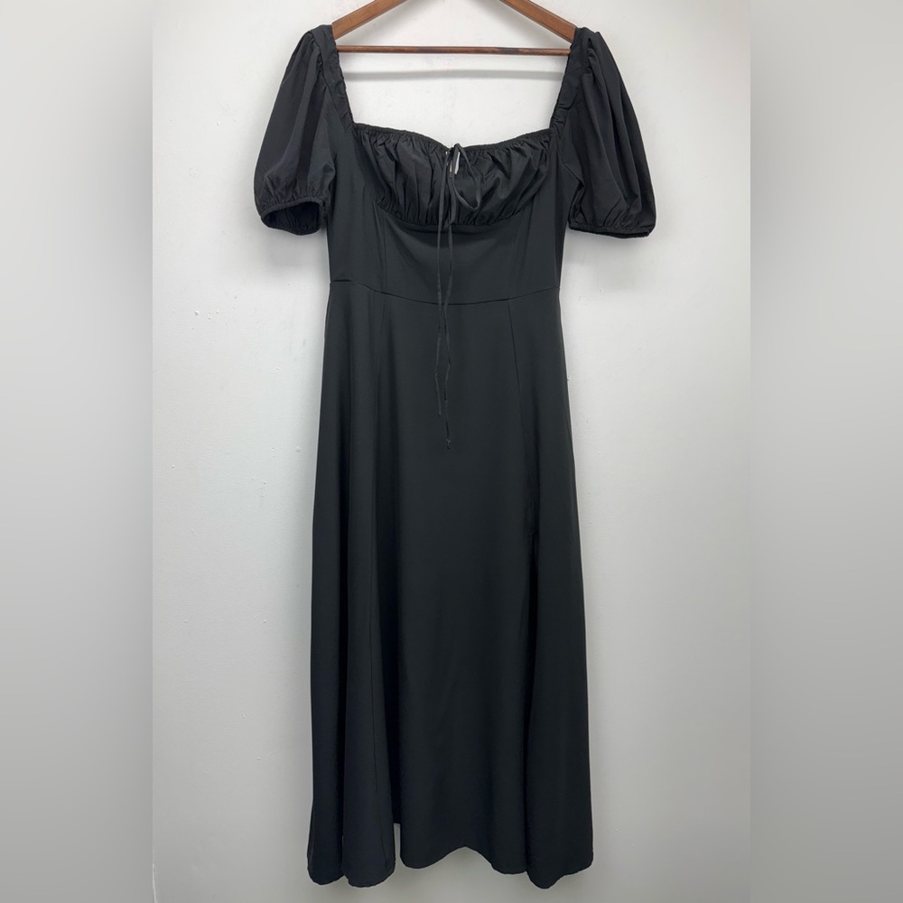 Kutumai size Large Women’s Black Puff Sleeve Corset Summer Maxi Dress NWT